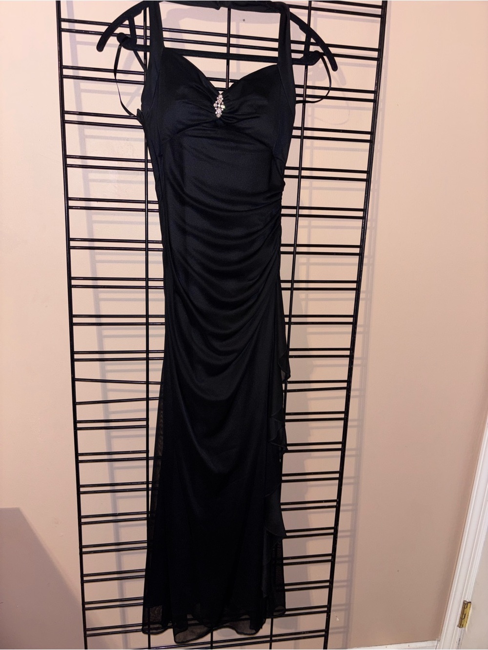 Blondie Nites Black Maxi Dress with Rhinestone Detail